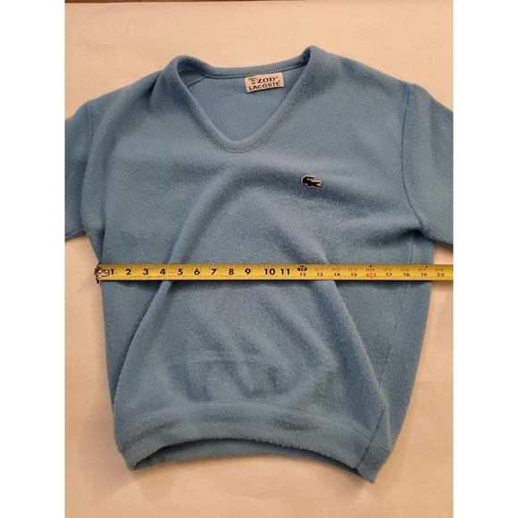 60s/ 70s Vintage Sky Powder Blue Lacoste/Izod Cardigan Men’s Size Med-Large - Picture 5 of 6